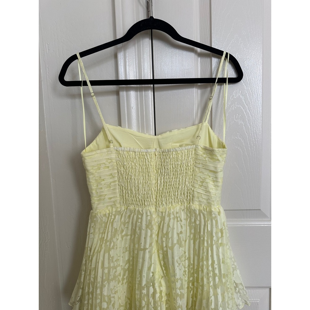 ASTR the Label Emmi Yellow Mesh Floral Tiered Midi Dress Size S - Picture 4 of 10